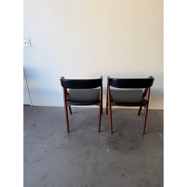 Danish Teak & Black Leather Dining Chairs in Style of Thomas Harlev for Farstrup Møbler Model 205, 1960s For Sale - Image 9 of 10