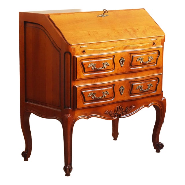 French Country Secretary Desk in Cherry Wood with Writing Flap For Sale