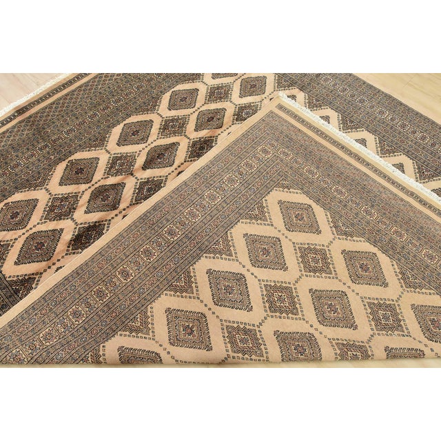 Bokhara Jaldar Rug 8′ X 9’6” Beige Wool Tribal Hand-Knotted Oriental Carpet For Sale - Image 13 of 14