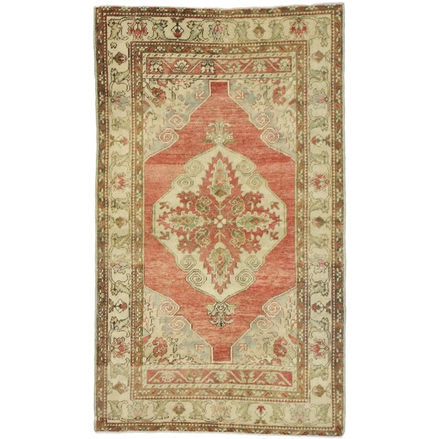 Mid 20th Century Vintage Turkish Oushak Rug 03'04 X 05'07 For Sale - Image 10 of 10