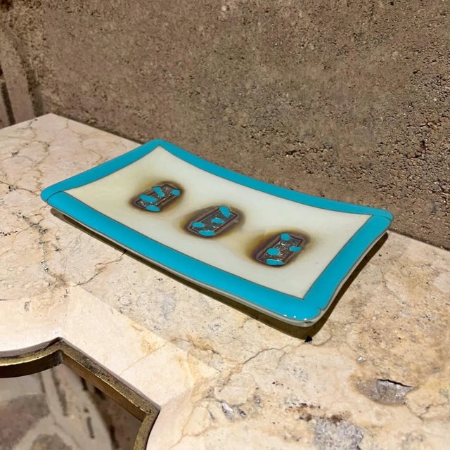 Glass 1960s Italian Art Glass Abstract Blue Dish Style a v Mazzega For Sale - Image 7 of 11