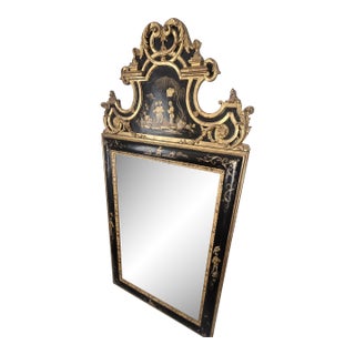 19th Century Black Lacquer and Gilt Chinoiserie Wall Mirror For Sale