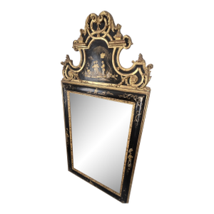 19th Century Black Lacquer and Gilt Chinoiserie Wall Mirror