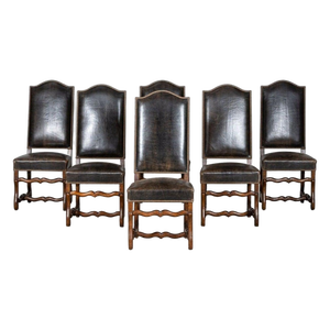 French Louis XIV Style Oak Chairs, 1920s, Set of 6