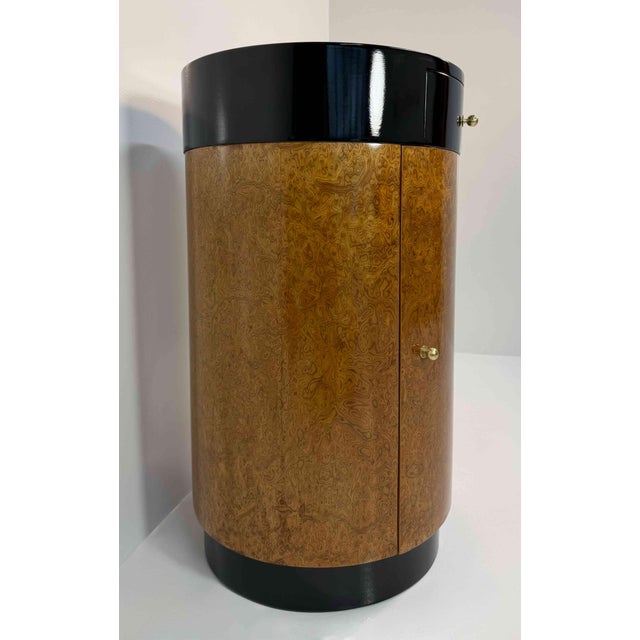 1980s Italian Cylindrical Cabinet in Reconstituted Wood Veneer, 1980s For Sale - Image 5 of 13