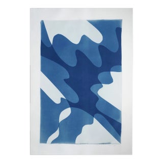 2021 "Shaky Shadows" Abstract Cyanotype on Watercolor Paper For Sale