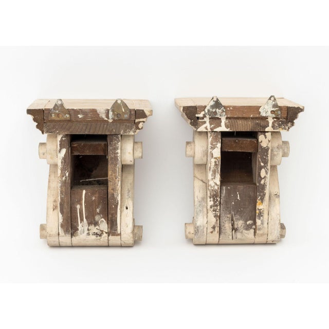 Cream Neoclassical Carved Wood Wall Brackets, Pair For Sale - Image 8 of 8