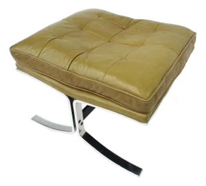 Barcelona Styled Leather Chrome Ottoman Stool