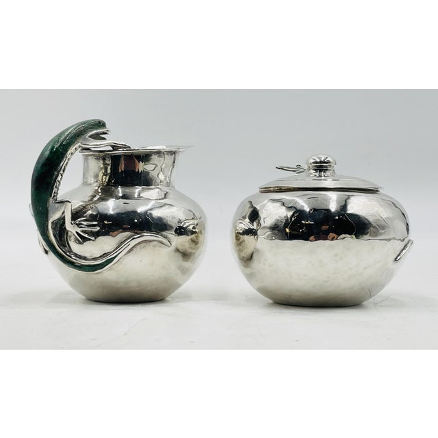 1980s Malachite Lizard Creamer & Sugar Set by Emilia Castillo for Los Castillo, Mexico For Sale In Los Angeles - Image 6 of 18