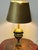 Antique Brass Fabric Shade Cherub Table Lamp, 1930s For Sale - Image 10 of 11