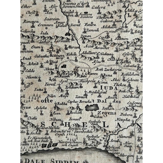 Paper Anctique Map of Israel with Biblical Scenes by Jagen, 1748 For Sale - Image 7 of 10