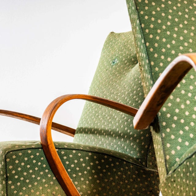 Armchair in Chevron Slub Jacquard Upholstery by Jaroslav Šmídek, 1950s For Sale - Image 4 of 10