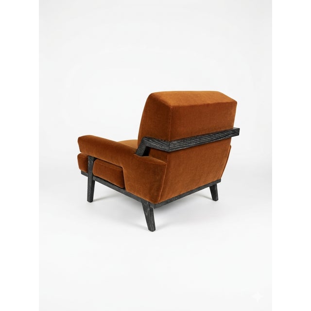 Hollywood Regency Pair of Custom Carnelian Mohair Cigar Lounge Chairs For Sale - Image 3 of 8