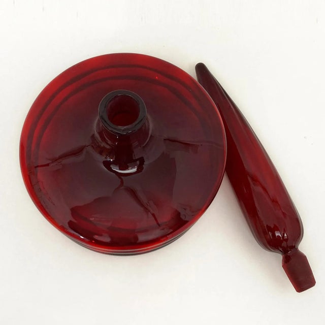 Glass Vintage Blenko Regal Ruby Decanter For Sale - Image 7 of 12