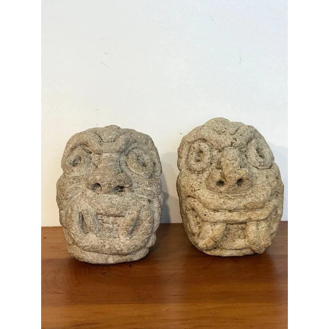Mid 19th Century Two Carved Mayan Deity Limestone Architectural Carvings or Elements For Sale In West Palm - Image 6 of 13
