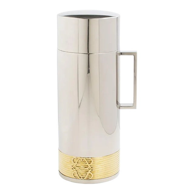 Loewe Spain Chrome and Gilt Metal Thermos Insulated Decanter For Sale