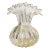 Murano Vintage Clear Gold Flecks Bibbles Italian Art Glass Fan Shaped Scissor Cut Rim Flower Vase For Sale