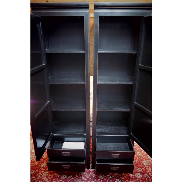 Vintage Cabinet in Black Lacquered Ash, 2010s, Set of 2 For Sale - Image 14 of 18