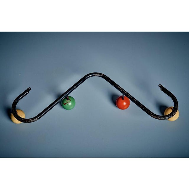 Coat Hanger with Multicolored Wooden Knobs by Roger Feraud for GEO, France, 1950s For Sale - Image 6 of 11
