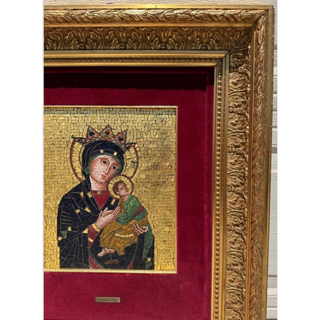 Large Micro-Mosaic Icon Panel G. Cinquegrana Studio Del Mosaico, Vatican 20th C., Framed For Sale In San Diego - Image 6 of 12