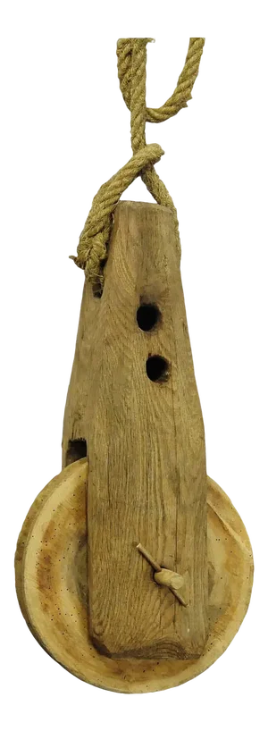 A Great Rustic Black Forest Wooden Pulley With Rope