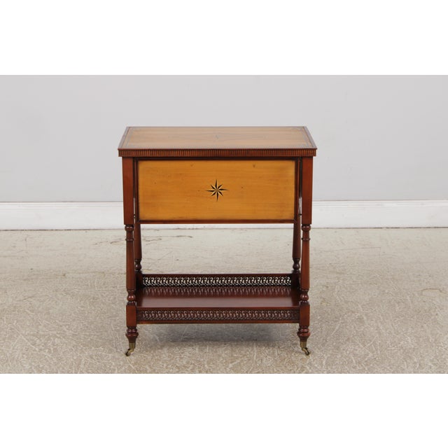Neoclassical John Widdicomb Marquetry Inlaid Serving Bar Cart For Sale - Image 3 of 18