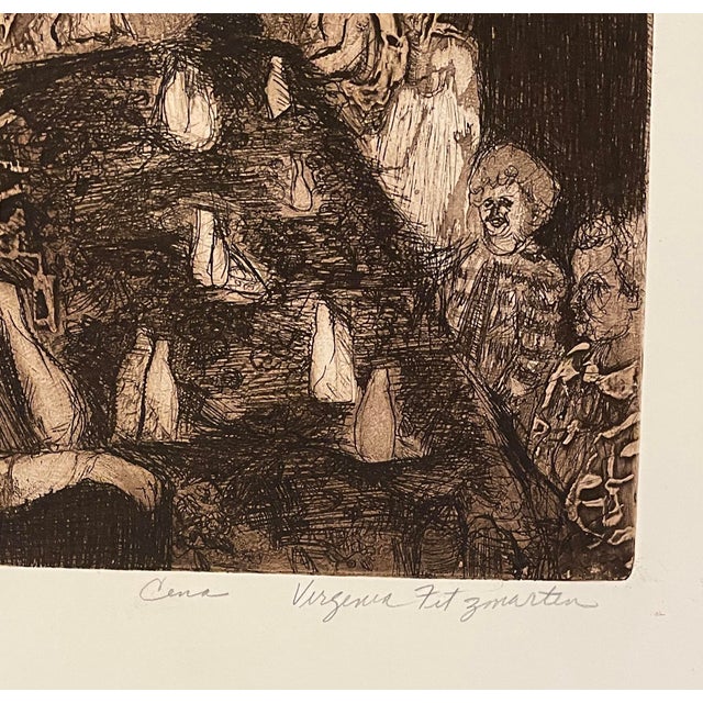 1970s Virginia Fitzmartin "Cena" etching and aquatint, pencil signed and noted as artist's proof. Combined shipping...