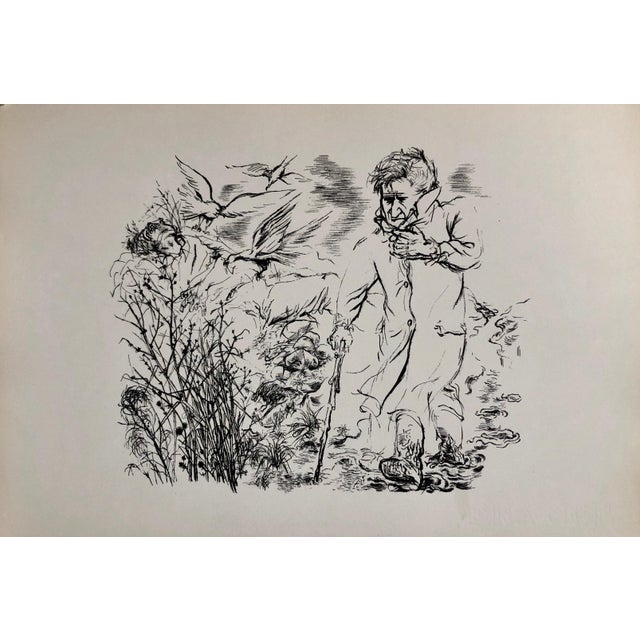 George Grosz, 1936 Lithograph Interregnum Portfolio Windblown Man Small Edition Weimar Germany, 1936 For Sale