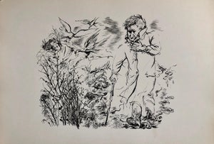 George Grosz, 1936 Lithograph Interregnum Portfolio Windblown Man Small Edition Weimar Germany, 1936
