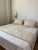 Two Cream and Taupe Jab Damask Fabric King Shams With Matching Bed Scarf For Sale - Image 12 of 12