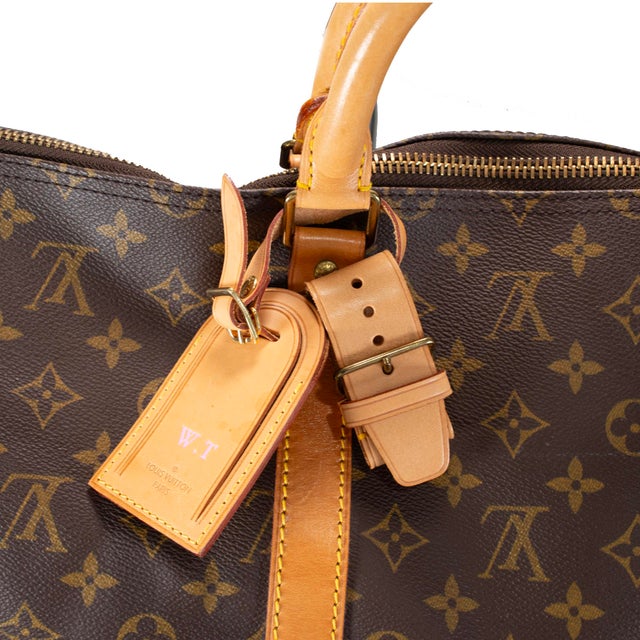 Brown Louis Vuitton Keepall 55 Monogram Leather Top Handle Travel Bag For Sale - Image 8 of 11