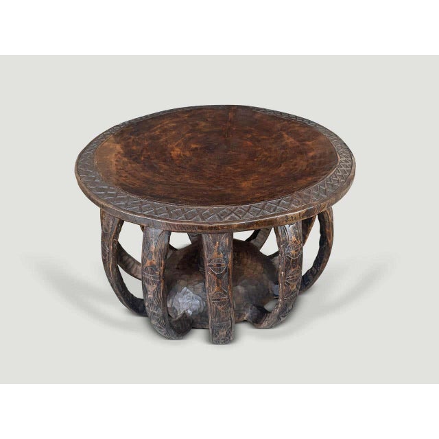 Wood Wabi Sabi African Round Side Table For Sale - Image 7 of 7