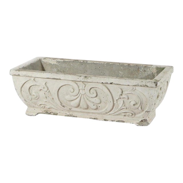 Cast Hardstone Long Garden or Patio Planter with Scroll Work in Relief 20th Century For Sale