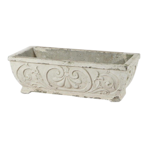 Cast Hardstone Long Garden or Patio Planter with Scroll Work in Relief 20th Century