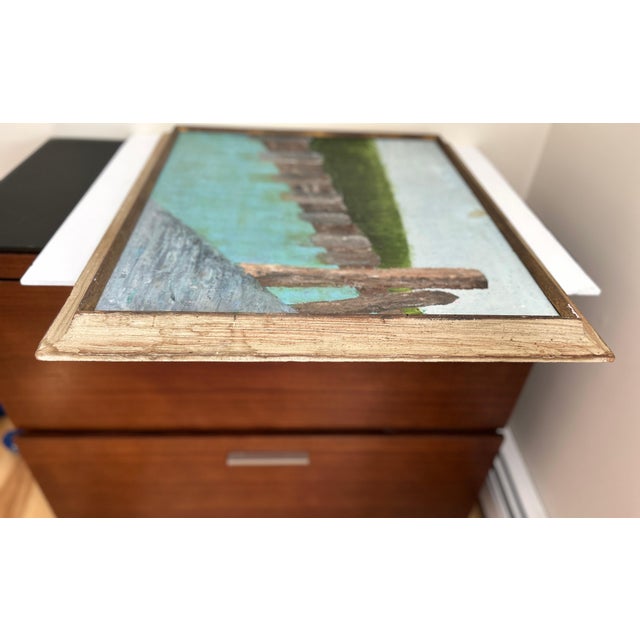 1970s Bulkhead Canal Oil Painting by Cindy Auerbach, Signed, 1970 For Sale - Image 5 of 8