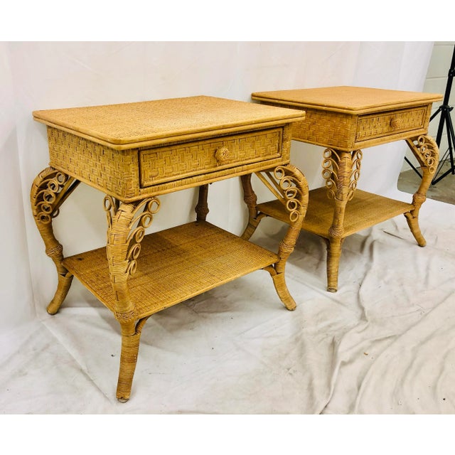 Vintage Woven Sweet Grass, Bent Bamboo & Rattan Side Tables - a Pair For Sale - Image 13 of 13