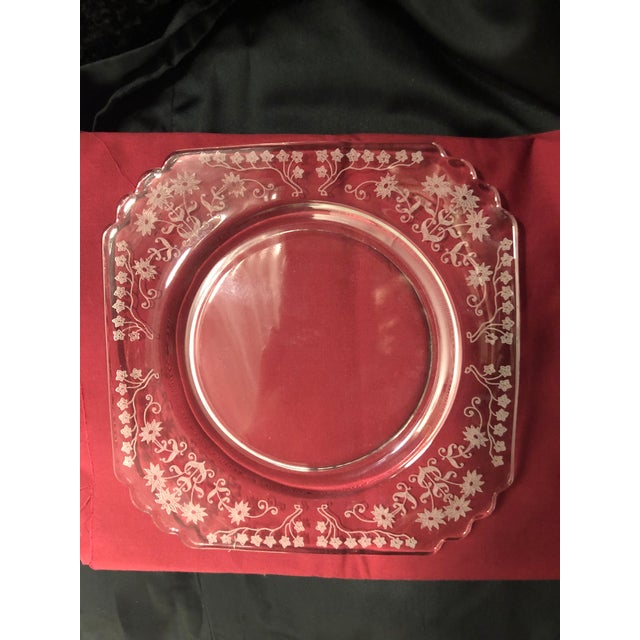 Vintage Clear Depression Glass Etched Square Lunch Plate ...