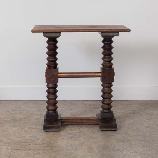 1940s French Wood and Copper Side Table by Charles Dudouyt For Sale In Los Angeles - Image 6 of 16