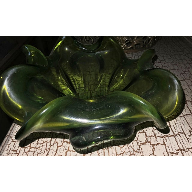 Mid-Century Modern Vintage Murano Glass Bowl Barovier Toso Flower Console Dish For Sale - Image 3 of 5
