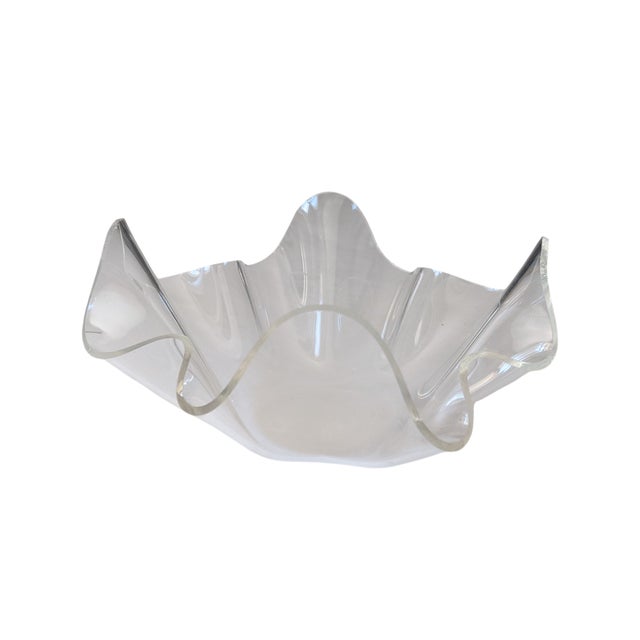 Vintage Lucite Freeform Handkerchief Bowl For Sale - Image 9 of 12