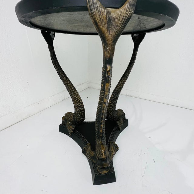 Late 20th Century Bronze Dolphin Leg Side Table For Sale - Image 10 of 11