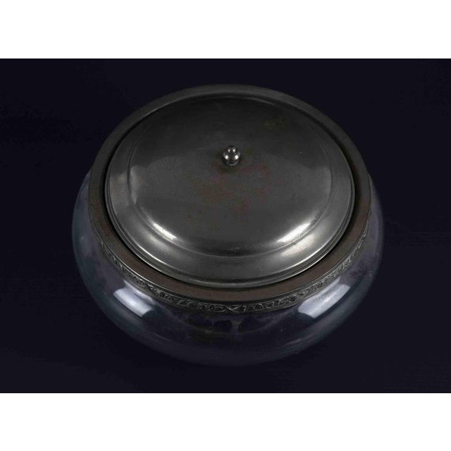 Mid-Century Italian Glass Candy Box with Pewter Cover For Sale - Image 5 of 6