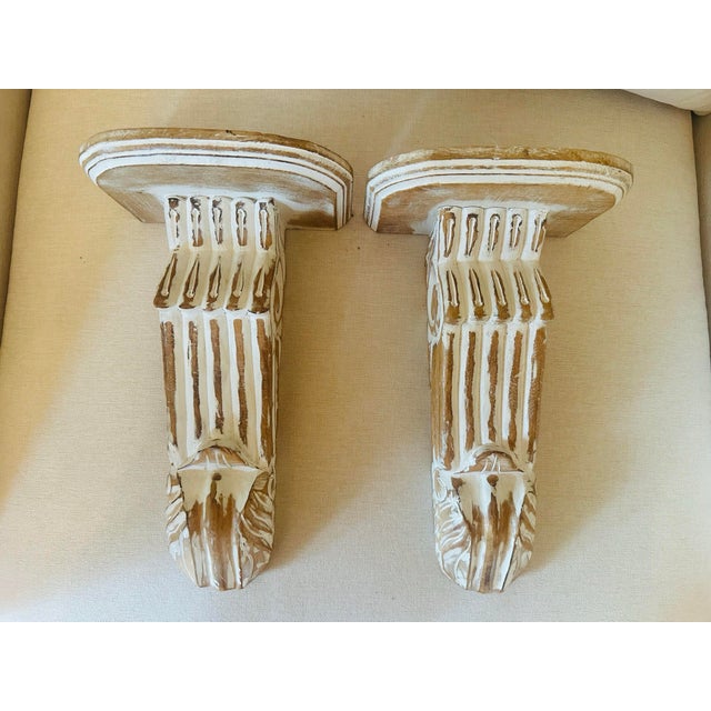 Carved Wooden Wall Brackets, a Pair For Sale - Image 4 of 7