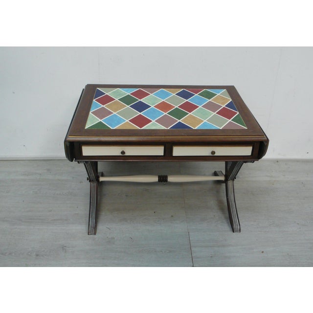 1960s Coffee Table with Side Wings in Dark Nutwood, 1960s For Sale - Image 5 of 8