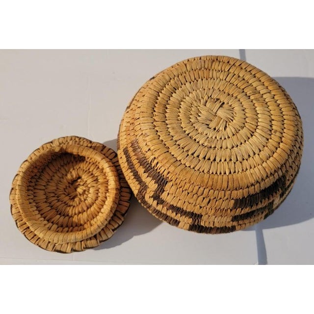 Mid 20th Century 20th C Small Hand Woven Basket Lidded Jar For Sale - Image 5 of 8