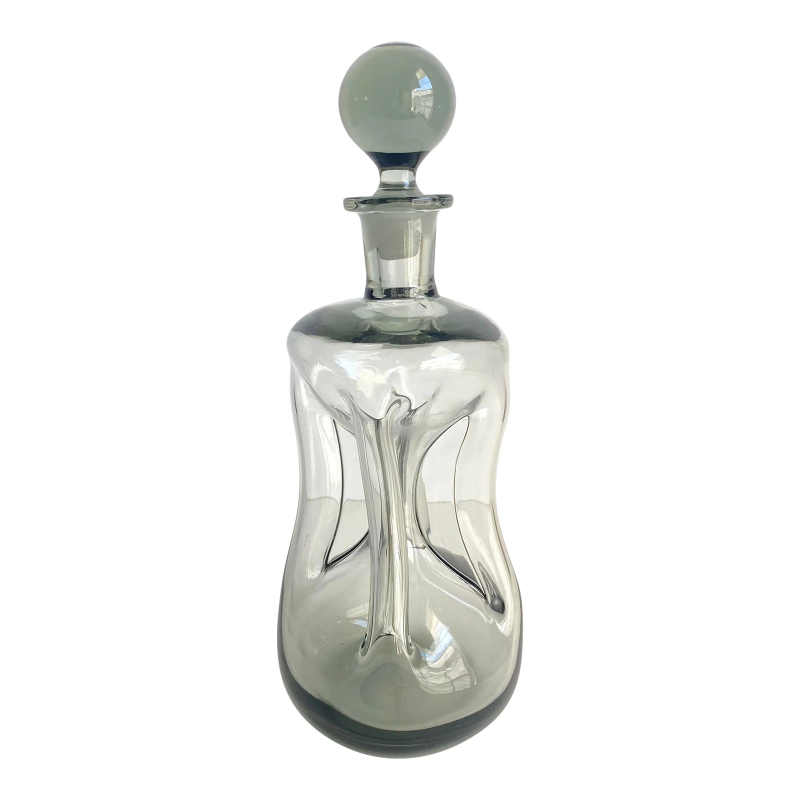 Mid Century Danish Modern Holmegaard Kluk Kluk Decanter Smoke Gray Art ...