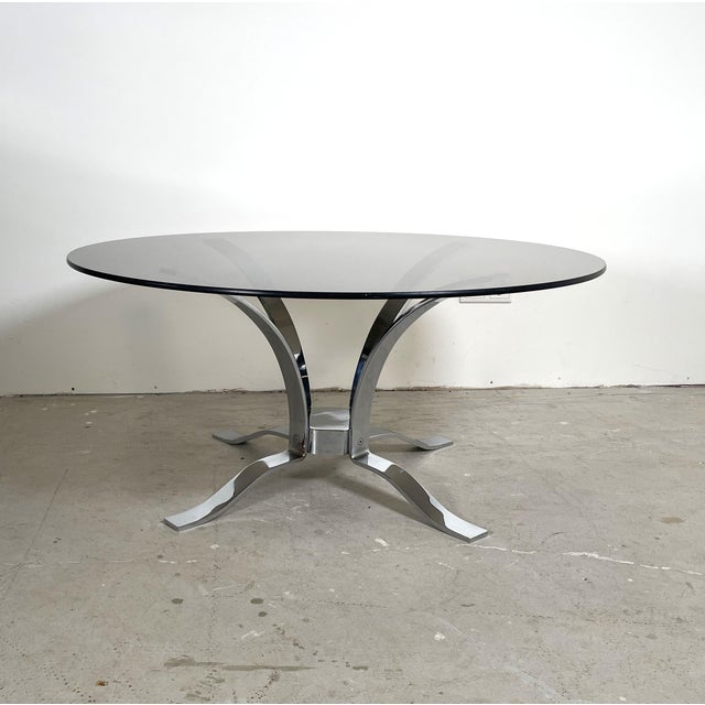 Vintage Chrome with Smoked Glass Coffee Table, Unkns For Sale - Image 4 of 11