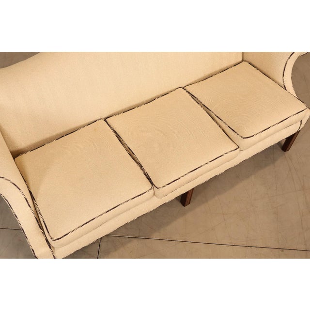 Late 20th Century Ethan Allen Vintage Chippendale Style Upholstered Sofa For Sale - Image 5 of 18