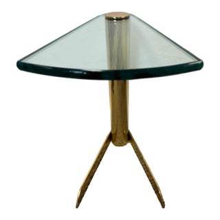 Attributed to Leon Rosen Brass and Glass Wedge Drink Table 1970’s For Sale