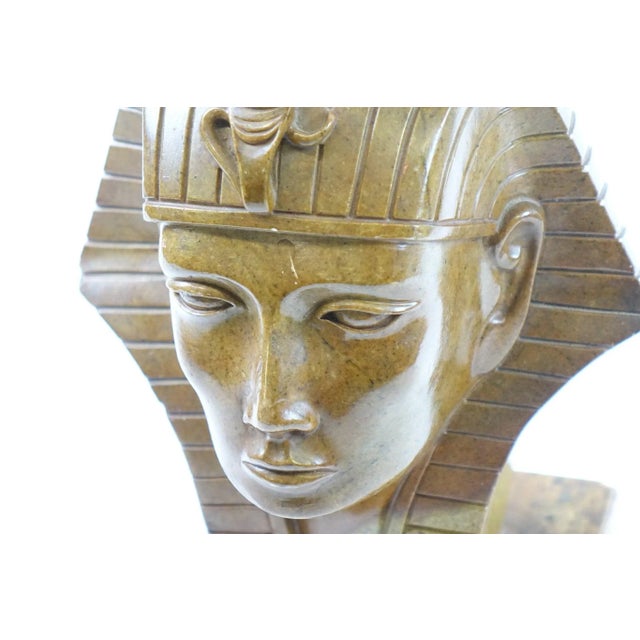 Large Carved Stone Pharaoh - 10.5" x 10" x 14.5"